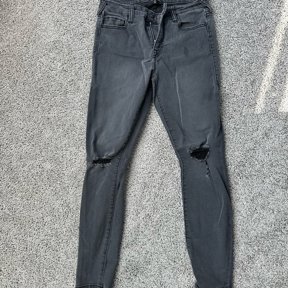 True Religon Women's Black Distressed Jeans